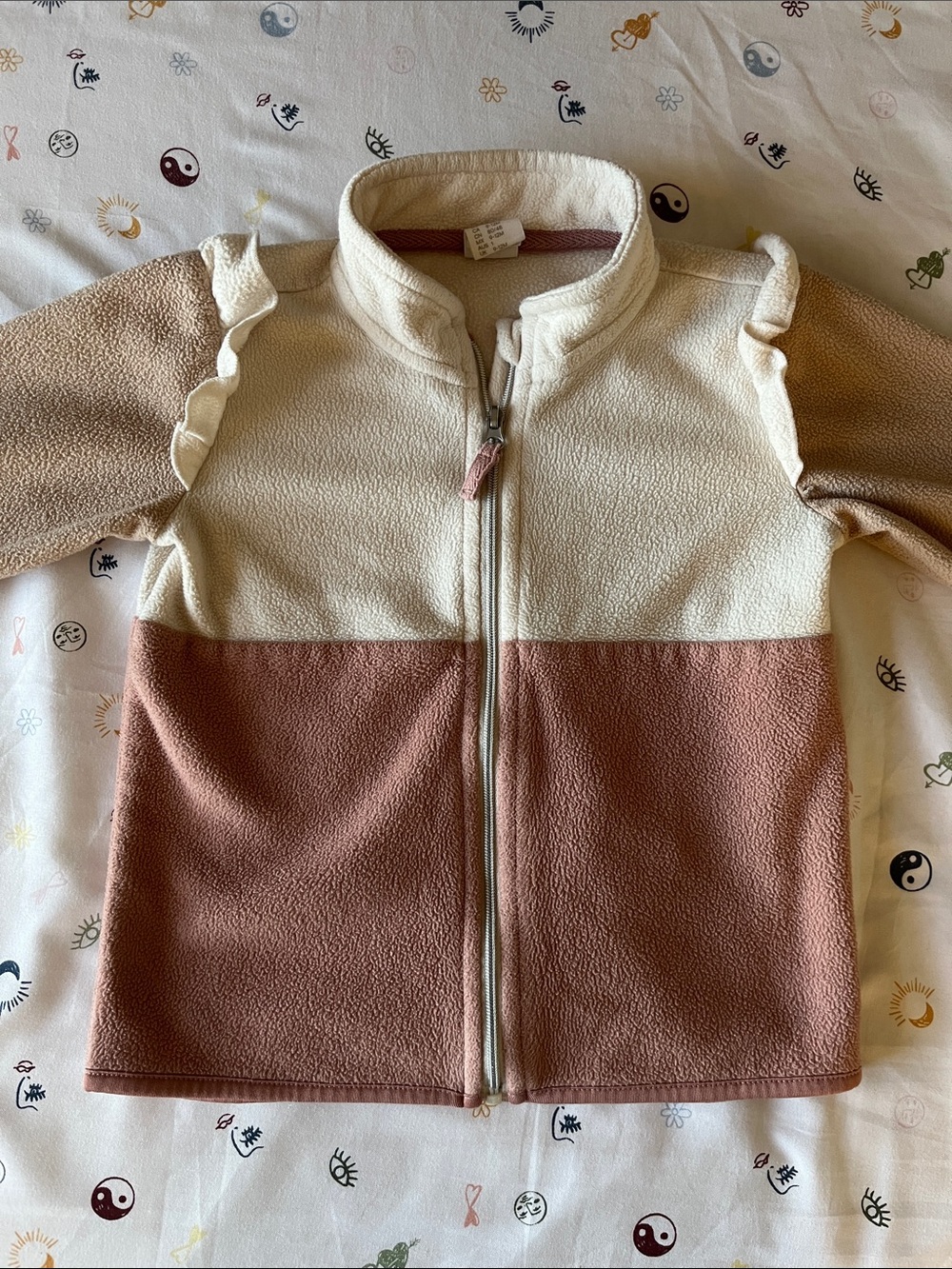 H&M Cream and Dusty Rose Contrast Zip Fleece, 9-12M
